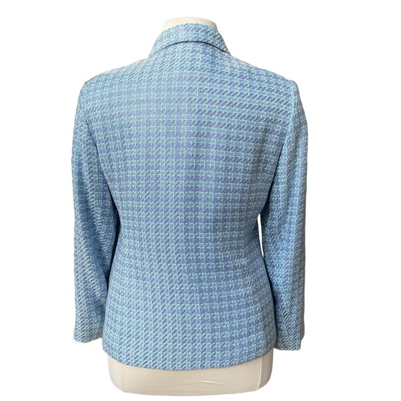 Vintage by Sag Harbor Blue Tweed Full Front Zip Up Blazer Size: 14 - Picture 5 of 9